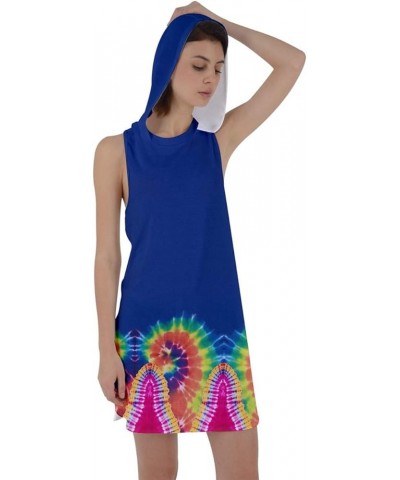 Womens Sexy Tank Dress Gradient Tie Dye Racerback Hoodie Mini Dress,XS-3XL Colorful Dark Blue $17.39 Tanks