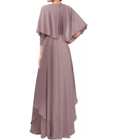 Mother of The Bride Dresses for Wedding Formal Evening Gowns Chiffon Ruffles Mother of Groom Dresses with Sleeves Purplish Gr...