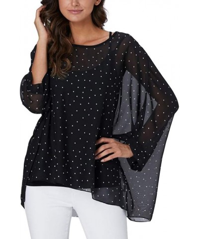 Women's Chiffon Caftan Poncho Tunic Top Cover up Batwing Blouse Z-4325 $11.96 Tops