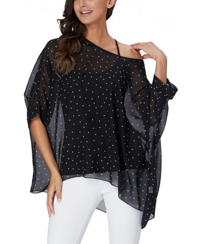 Women's Chiffon Caftan Poncho Tunic Top Cover up Batwing Blouse Z-4325 $11.96 Tops