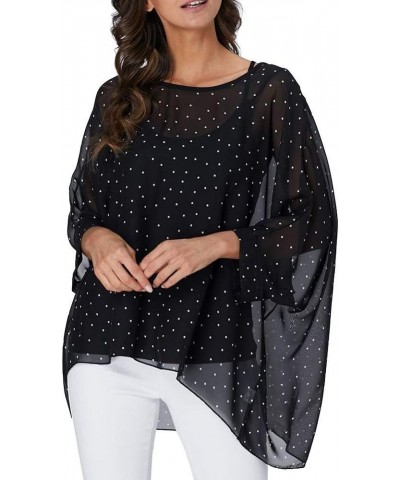 Women's Chiffon Caftan Poncho Tunic Top Cover up Batwing Blouse Z-4325 $11.96 Tops