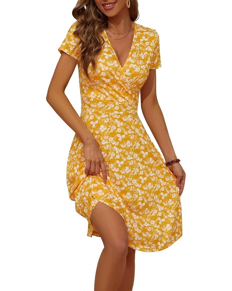 Summer Dresses for Women 2024 Short Sleeve V Neck Wrap Dress Casual Midi Sundresses Floral-96 $18.33 Dresses