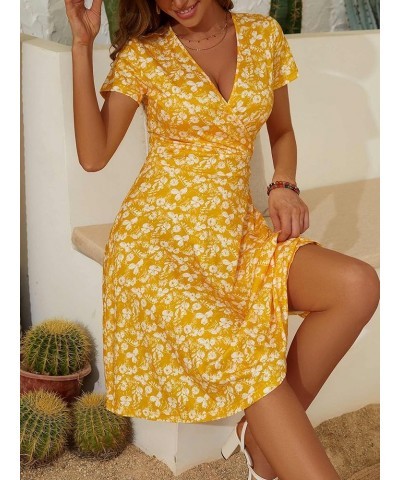 Summer Dresses for Women 2024 Short Sleeve V Neck Wrap Dress Casual Midi Sundresses Floral-96 $18.33 Dresses