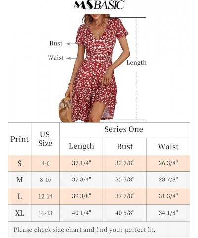 Summer Dresses for Women 2024 Short Sleeve V Neck Wrap Dress Casual Midi Sundresses Floral-96 $18.33 Dresses