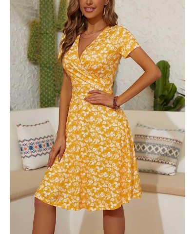 Summer Dresses for Women 2024 Short Sleeve V Neck Wrap Dress Casual Midi Sundresses Floral-96 $18.33 Dresses