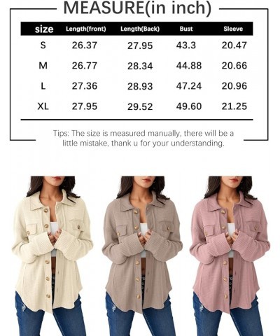 Womens Shacket Jacket Waffle Knit Oversized Button Down Shirts Fall Outfits 2024 Fashion Clothes Khaki $17.35 Blouses