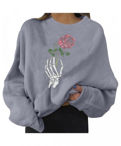 Oversized Sweatshirt for Women Halloween Funny Pumpkin Printed Long Sleeve Crewneck Drop Shoulder Loose Pullover Tops G-grey ...