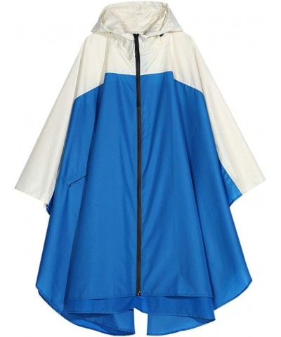 Rain Poncho Hooded Waterproof Raincoat Jacket for Adults with Zipper Dark Blue $17.59 Coats