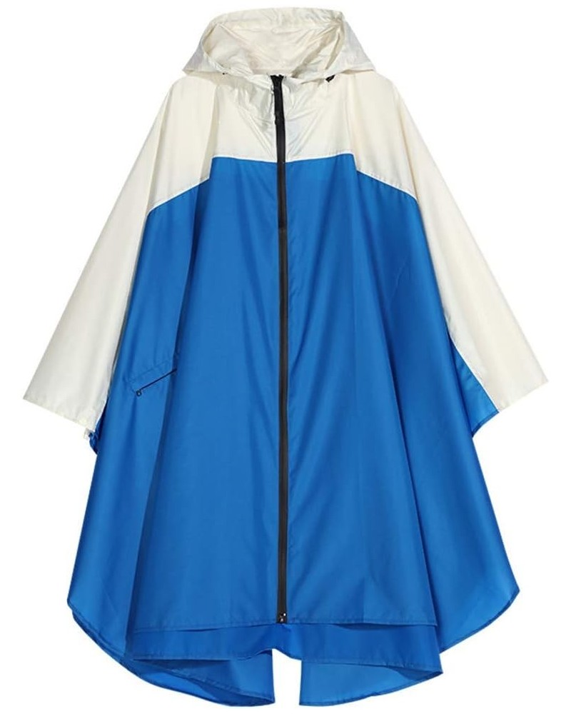 Rain Poncho Hooded Waterproof Raincoat Jacket for Adults with Zipper Dark Blue $17.59 Coats
