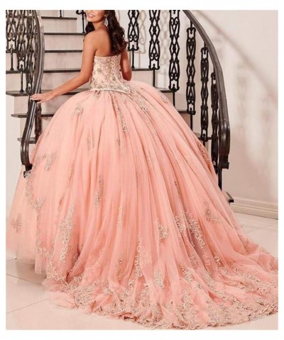 Women's Sweetheart Neck Beaded Quinceanera Dress Lace Applique Ball Gowns Turquoise $71.30 Dresses