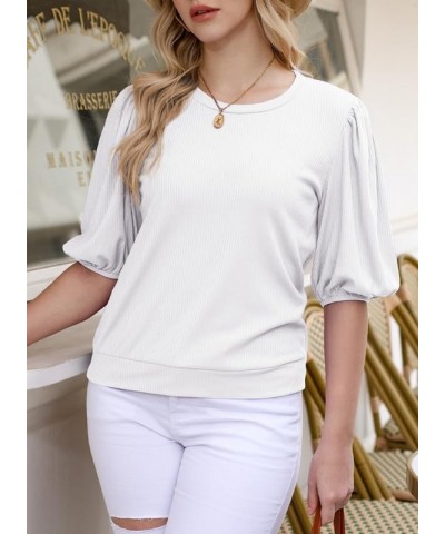 Summer Tops for Women 2024 Trendy Crewneck Short Sleeve T Shirts Casual Slim Fit 3 White $11.00 T-Shirts