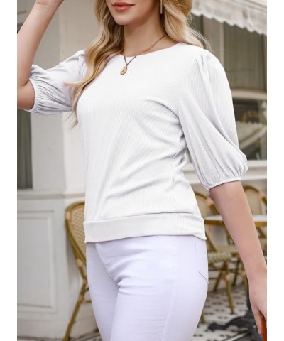 Summer Tops for Women 2024 Trendy Crewneck Short Sleeve T Shirts Casual Slim Fit 3 White $11.00 T-Shirts