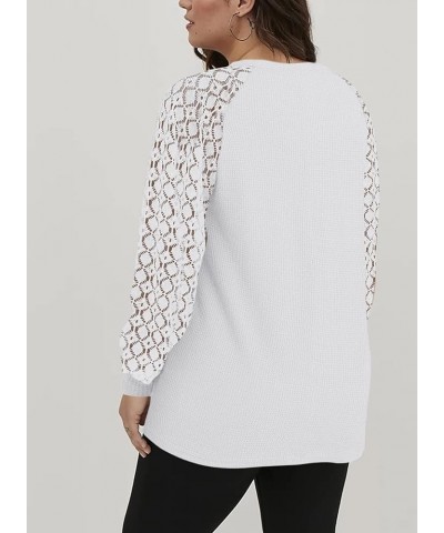 Womens Plus Size Tops Lace Short Long Sleeve V/Crew Neck Casual Loose Blouses T Shirts(1X-5X) Long Sleeve White $10.25 Blouses