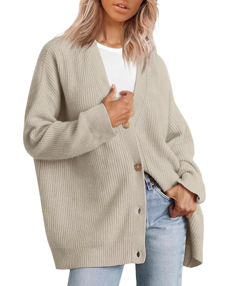 Women's Open Front Knit Cardigan Casual Long Sleeve Oversized Button Lightweight Sweater Outwear Taupe $14.35 Sweaters