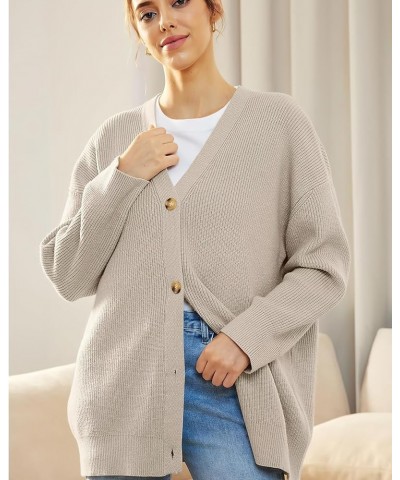 Women's Open Front Knit Cardigan Casual Long Sleeve Oversized Button Lightweight Sweater Outwear Taupe $14.35 Sweaters