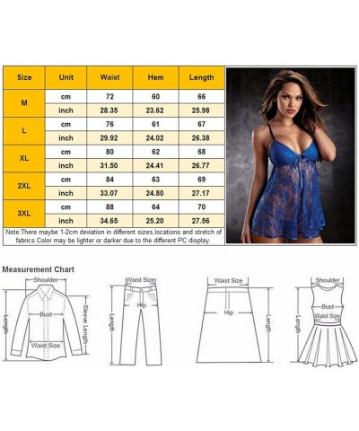 Lingerie for Women Sexy Lace Babydoll Push Up Lingerie Sexy Mini Strap Chemise Mesh Sleepwear Dress Boudoir Nightdress Blue $...