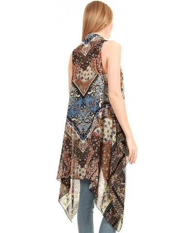 CCFW Various Pattern Long Scarf Vest with Uneven Open Asymmetrical Hem Vest Cardigan Blue Paisley $11.50 Vests