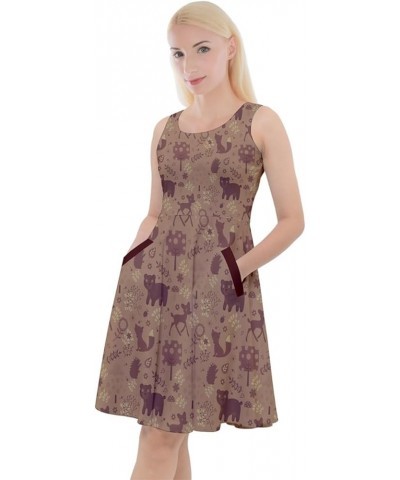 Womens Dog Cat Horse Pig Hippo Sheep Rabbit Panda Animal Casual Skater Dress, XS-5XL Mocha $13.20 Others