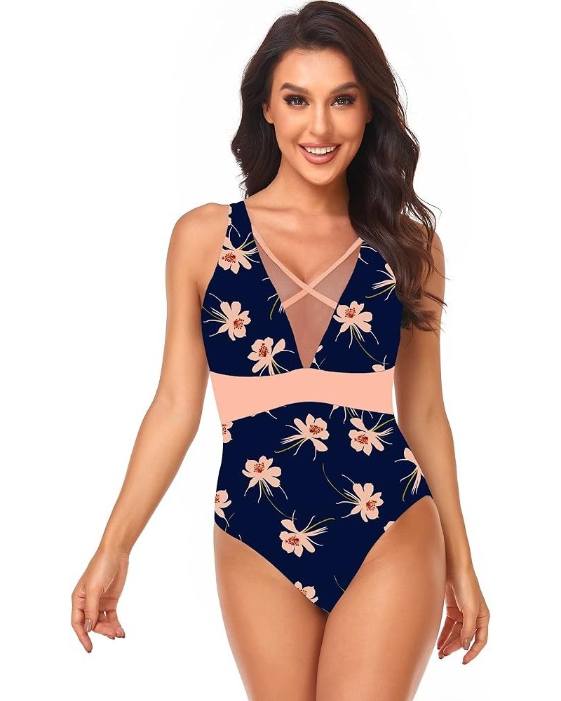3 Piece Women's Swimsuit, Sexy Floral Printed Push Up Bikini Set with Kimono Cover Ups, High Waist Beach Wear Navy Blue $9.00...