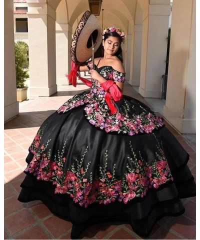 Vintage Flowers Embroidery Quinceanera Dresses Ruffles Prom Ball Gown Sweet 16 Dress Style1-fuchsia $52.50 Dresses