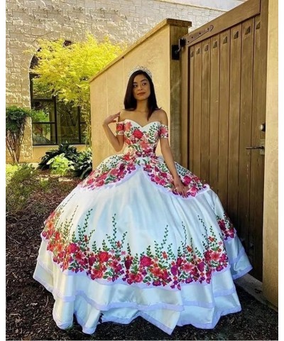 Vintage Flowers Embroidery Quinceanera Dresses Ruffles Prom Ball Gown Sweet 16 Dress Style1-fuchsia $52.50 Dresses