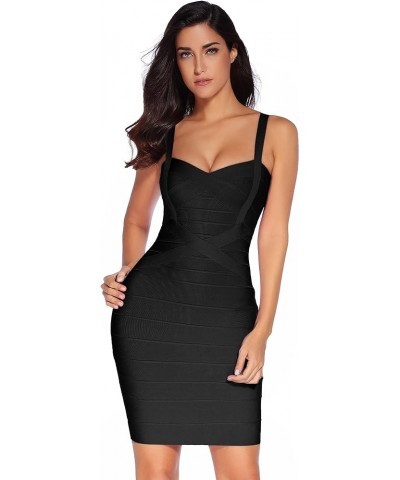 Women's Celebrity Bandage Bodycon Dress Strap Party Pencil Dress Black $40.49 Dresses