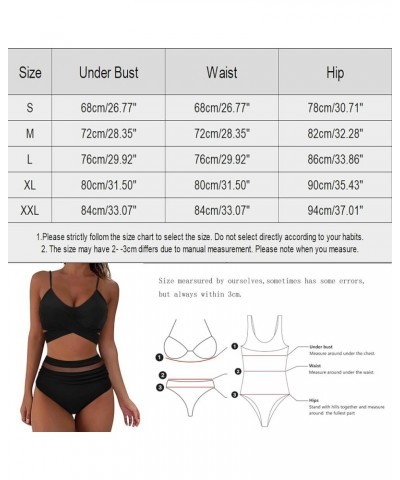 Women 2 Piece Swimsuit Bikini Set Push Up Tummy Control High Waist Bikini Swimwear V Neck Bra and Tankini Bikini Swimsuits A2...