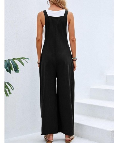 Wide Leg Jumpsuit for Women Spring Summer Casual Loose Bib Overalls Palazzo Pants Rompers Jumpsuits Black $11.61 Overalls