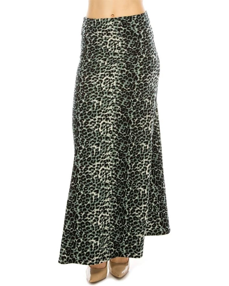 Women's Beautiful Fold Over Maxi Skirt (ONE Size) Gray Leopard $12.31 Skirts
