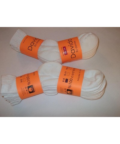 Women socks crew made in italy 100% cotton 8 pairs White $14.16 Socks