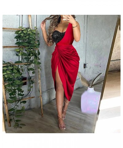 Wedding Guest Party Dress Fashion Casual Lace O Neck Empire Waist Ruffle Loose High Maxi Beach Sun Dress S007 Red $15.67 Dresses