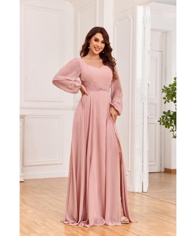 Women's Elegant V-Neck Long Sleeve Bridesmaid Dresses A-line Chiffon Mother of The Bride Dress Teal $28.04 Dresses