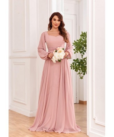 Women's Elegant V-Neck Long Sleeve Bridesmaid Dresses A-line Chiffon Mother of The Bride Dress Teal $28.04 Dresses