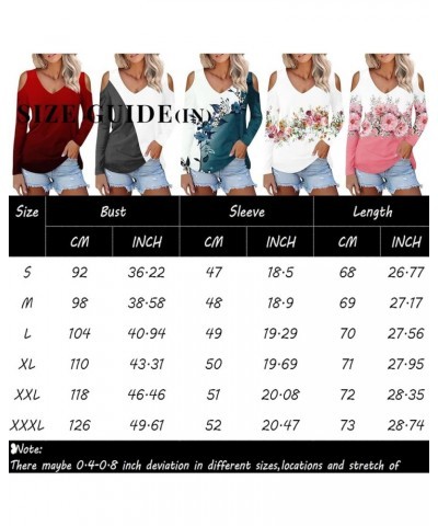 Long Sleeve Tops for Women 2024 Womens Fashion Print Flower T Shirts for Women V-Neck Casual Loose Shirts Basic Tee 02-orange...