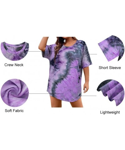 Women's Plus Size Crewneck Tops Short Sleeve Oversized T Shirt for Women Spring Summer XL 5XL A1-purpletie Dye $14.10 T-Shirts