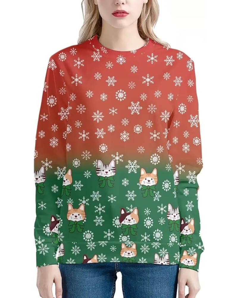 Christmas Womens Sweatshirt Snowflake Santa Graphic Loose Casual Ugly Christmas Sweatshirt Hooded Snowflake & Cat $16.00 Hood...