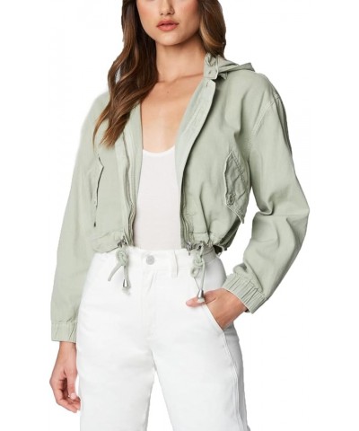 womens Twill Hooded Shirt Jacket With Pockets and Drawstring Finish, Stylish Coat & Designer ClothingJacket Smoke Green $25.4...