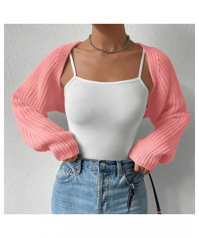 Women Long Sleeve Drop Shoulder Crop Cardigan Sweater Solid Loose Fit Casual Open Front Crop Shrug Sweater Top 02pink $18.28 ...