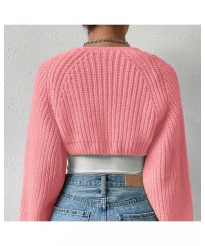 Women Long Sleeve Drop Shoulder Crop Cardigan Sweater Solid Loose Fit Casual Open Front Crop Shrug Sweater Top 02pink $18.28 ...