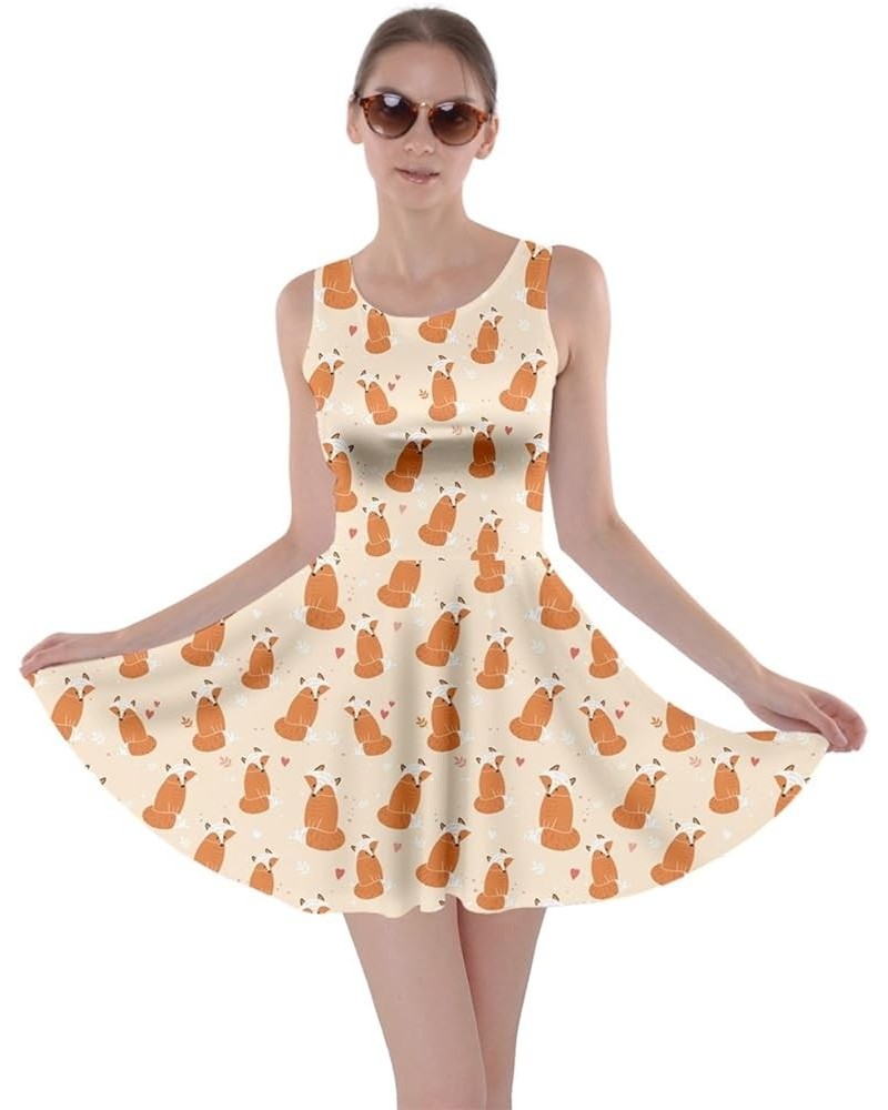 Womens Dog Cat Horse Pig Hippo Sheep Rabbit Panda Animal Casual Skater Dress, XS-5XL Orange Fox $13.20 Others