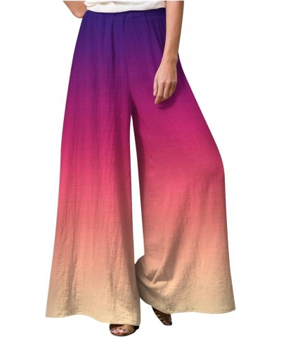 Palazzo Pants for Women Summer Elastic High Waist Plus Size Flowy Wide Leg Pants Trendy Baggy Lounge Straight Trouser B24-hot...