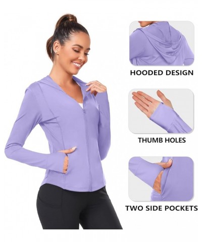 Womens UPF 50 Hoodie Sun Protection UV Shirts Cooling Full Zip Long Sleeve Hiking Running Thumb Holes Tops Purple(thumb Hole)...