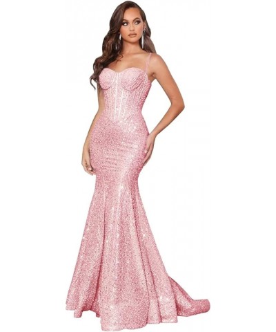 Sequin Mermaid Prom Dresses Sparkly Sexy Long Wrap Women's Formal Evening Party Gowns Corset 01-dusty Rose $35.25 Dresses