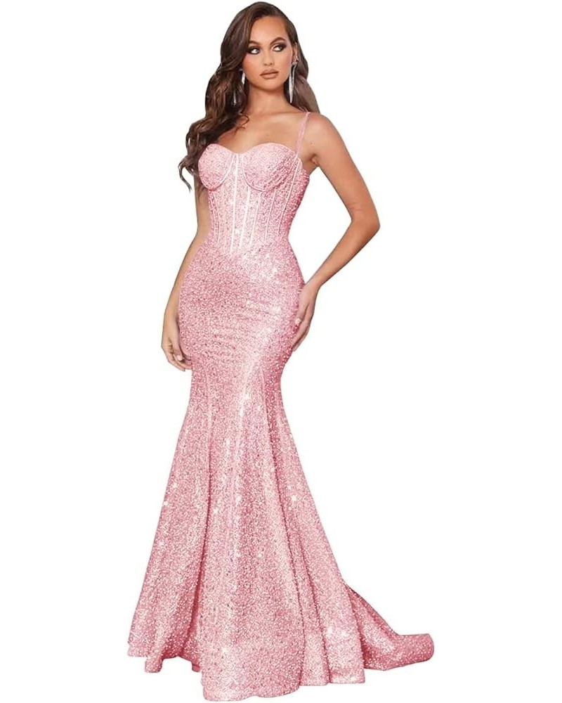 Sequin Mermaid Prom Dresses Sparkly Sexy Long Wrap Women's Formal Evening Party Gowns Corset 01-dusty Rose $35.25 Dresses