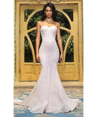 Sequin Mermaid Prom Dresses Sparkly Sexy Long Wrap Women's Formal Evening Party Gowns Corset 01-dusty Rose $35.25 Dresses