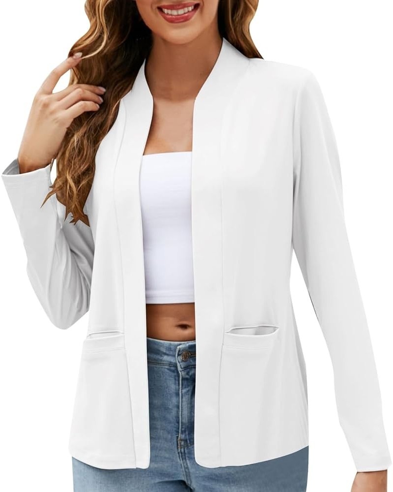 Women's Plus Blazers Omen's Casual Open Front Cardigan Long Sleeve Elegant Business Long Suit Jacket with Pocket and White $1...