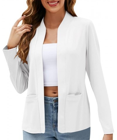 Women's Plus Blazers Omen's Casual Open Front Cardigan Long Sleeve Elegant Business Long Suit Jacket with Pocket and White $1...