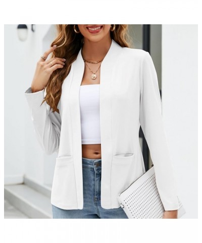 Women's Plus Blazers Omen's Casual Open Front Cardigan Long Sleeve Elegant Business Long Suit Jacket with Pocket and White $1...