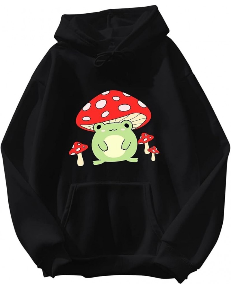 hoodies for teen girls Womens Cute Frog Sweatshirt Kawaii Mushroom Hoodie For Teen Girls Clothes Hoodie Black $9.67 Hoodies &...