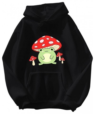 hoodies for teen girls Womens Cute Frog Sweatshirt Kawaii Mushroom Hoodie For Teen Girls Clothes Hoodie Black $9.67 Hoodies &...